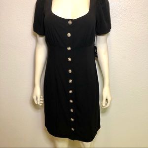 Express  Black Button Down Puff Sleeve Dress Size XL